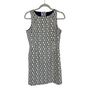 Banana Republic Petite Navy & White Jacquard Keyhole Dress Size 2P